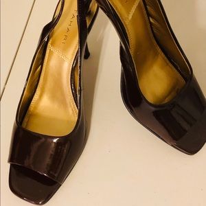 Patent leather slingback heels